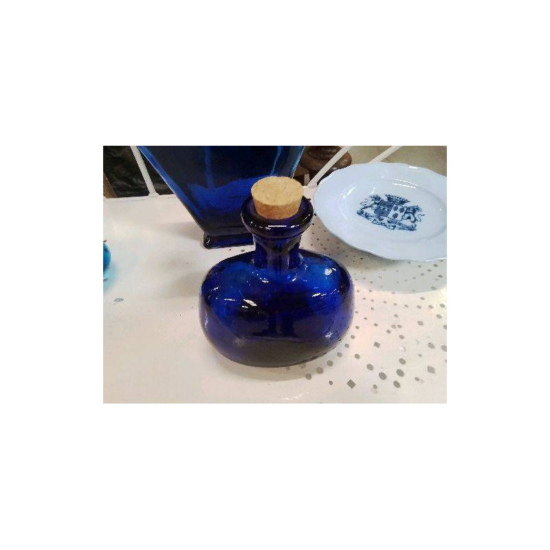 BOUTEILLE FLACON VERRE BLEU 
