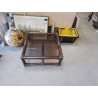 TABLE BASSE ROTIN BAMBOU VERRE FUMÉ 
