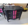 COMMODE 2 TIROIRS NOIR ET ROSE