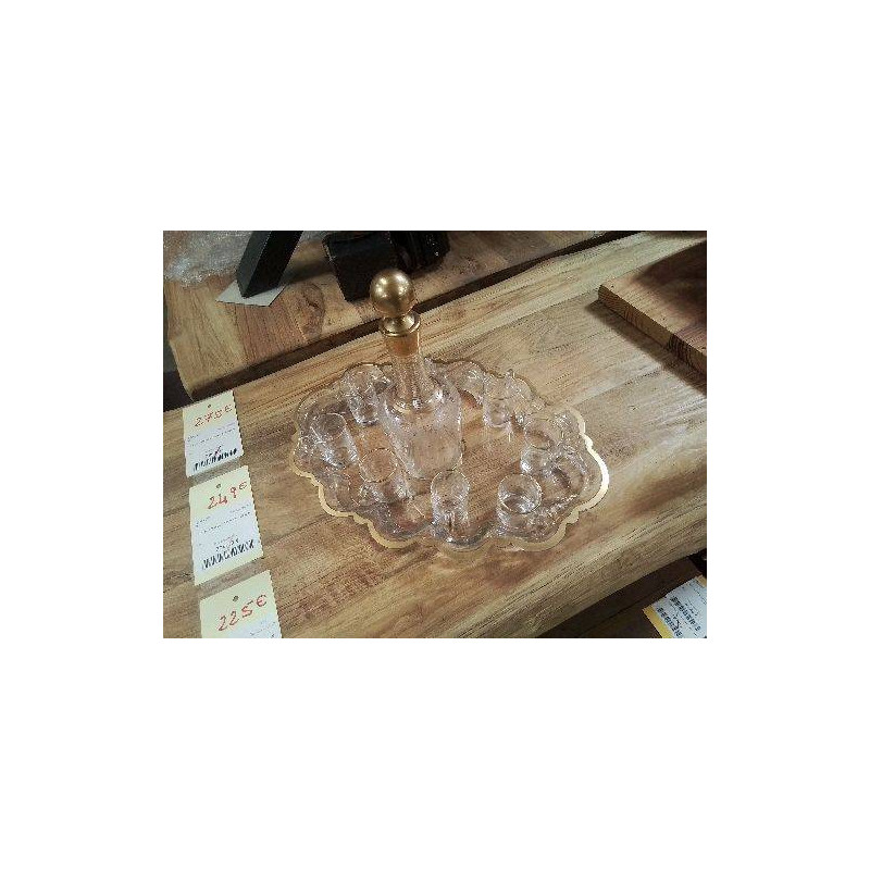 SERVICE À LIQUEUR CRISTAL DORÉ ANCIEN