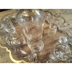 SERVICE À LIQUEUR CRISTAL DORÉ ANCIEN