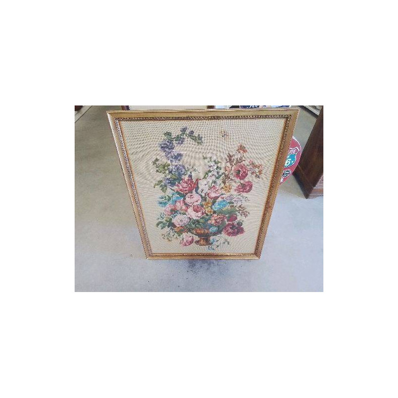 CADRE TAPISSERIE ANC FLEURIE