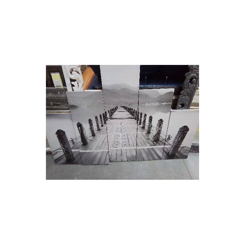 TOILE 5 VOLETS REPRO PHOTO QUAI BOIS SUR LAC
