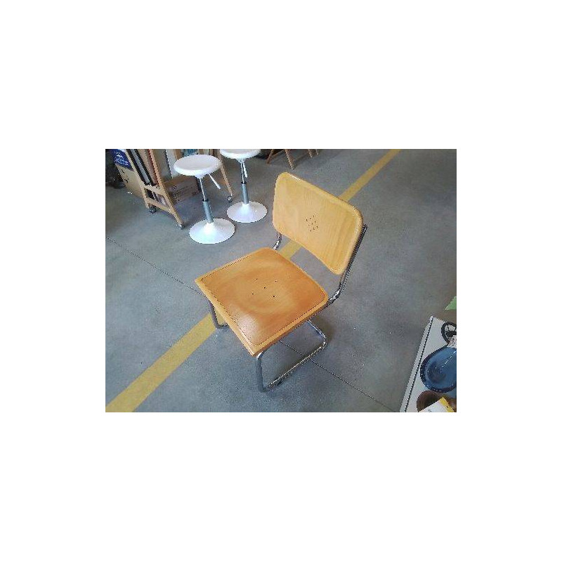 CHAISE BOIS CLAIR SUSPENDUE INOX