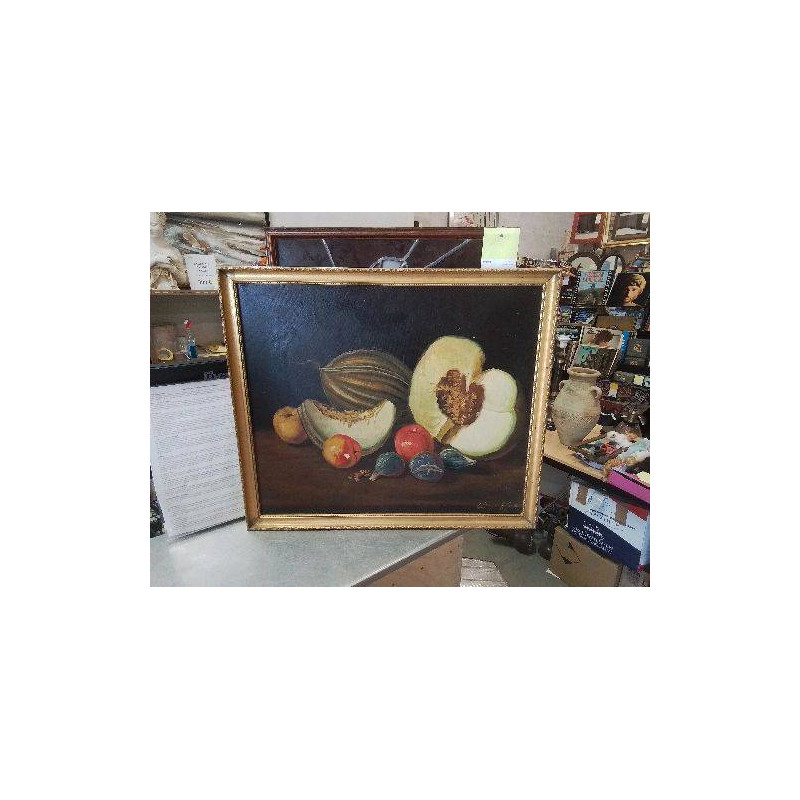TABLEAU NATURE MORTE POMMES FIGUES EN L’ETAT