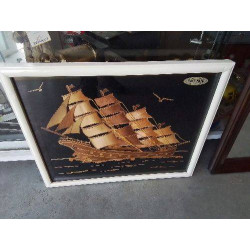 CADRE BLANC BATEAU BOIS CLAIR 