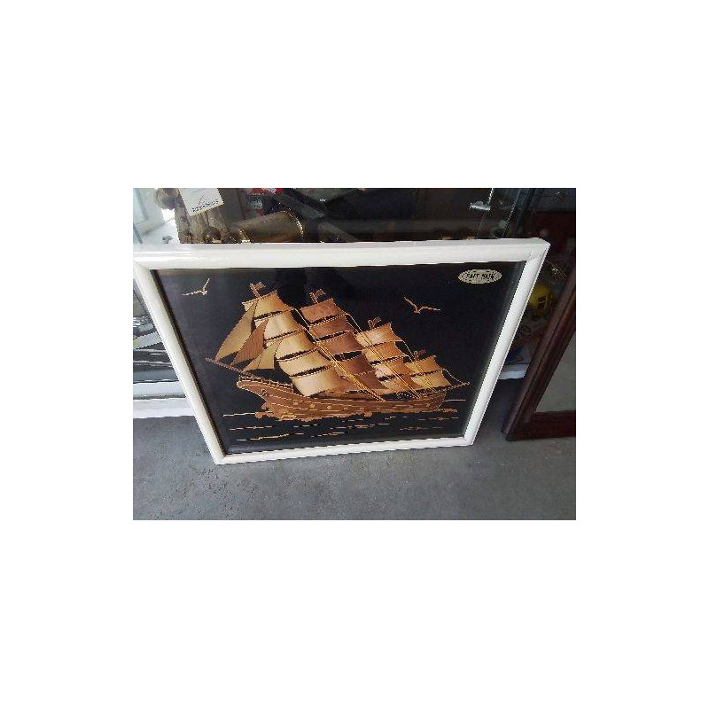 CADRE BLANC BATEAU BOIS CLAIR 