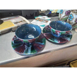 TASSE SOUS TASSE BLEU COLORÉE 