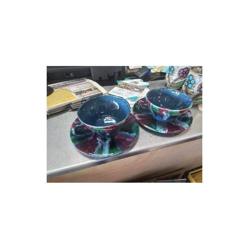 TASSE SOUS TASSE BLEU COLORÉE 