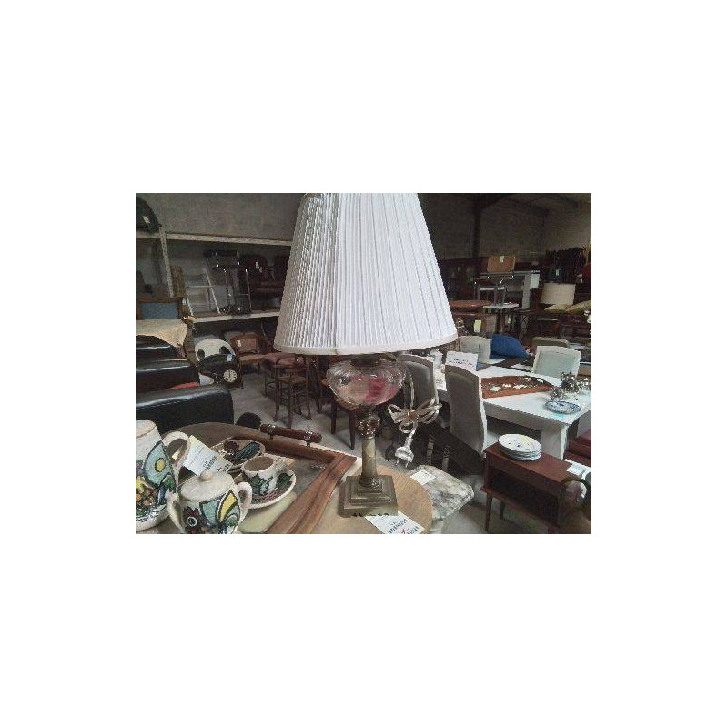 LAMPE PETROLE BOULE VERRE ÉLECTRIFIÉ ABJ BLANC