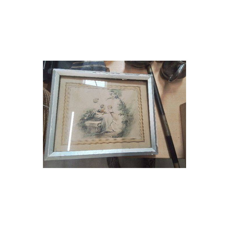 GRAVURE SCENE DE VIE ENFANTS MERE EN L ETAT