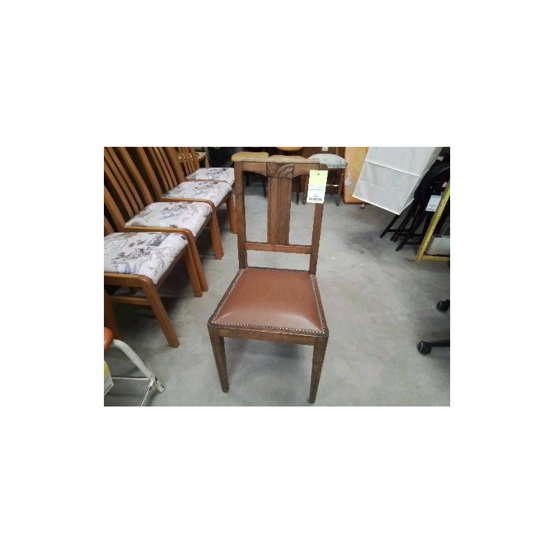 CHAISE ANCIENNE BOIS ASSISE SKAI