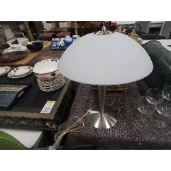 LAMPE PIED INOX VERRE OPAQUE