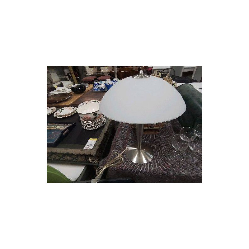 LAMPE PIED INOX VERRE OPAQUE