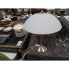 LAMPE PIED INOX VERRE OPAQUE