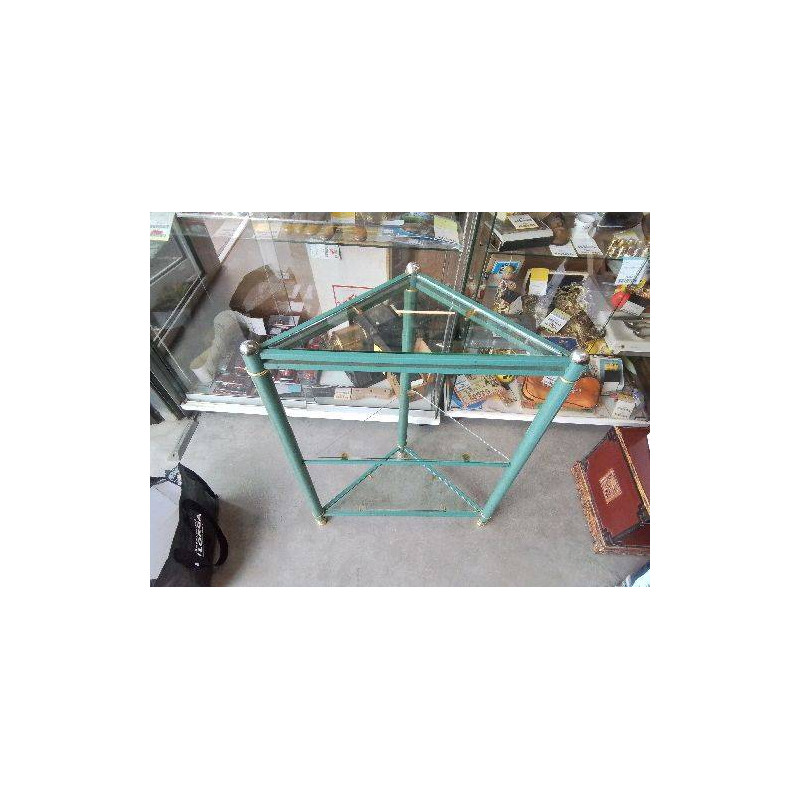 ETAGERE D’ANGLE METAL VERT DORÉ 3 NIV 