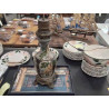 PIED DE LAMPE A PETROLE ANCIEN EMAILLE