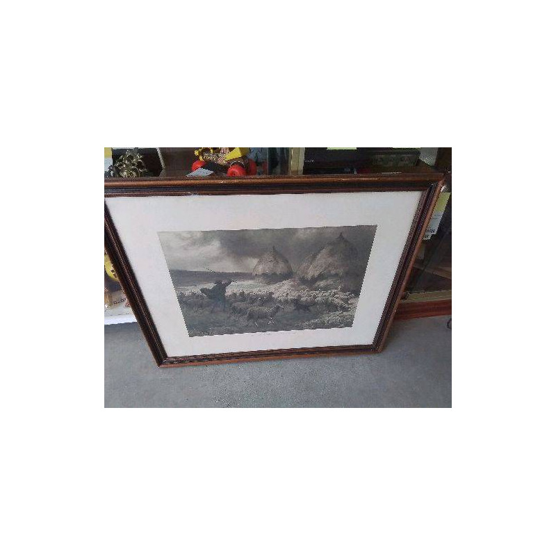 GRAVURE TROUPEAU MOUTONS