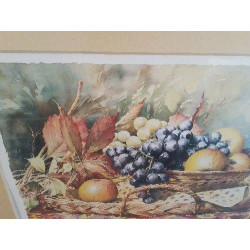 TABLEAU AQUARELLE NATURE MORTE C.GRANIOU