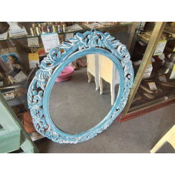 MIROIR PATINÉ BLEU BLANC...