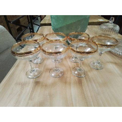 LOT 7 COUPES VERRES DECOR DORE