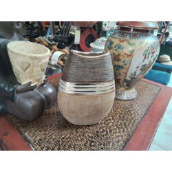VASE PLAT BEIGE MARRON DORE