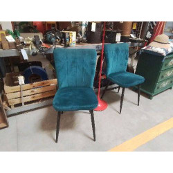 CHAISE VELOURS VERT PIEDS NOIR