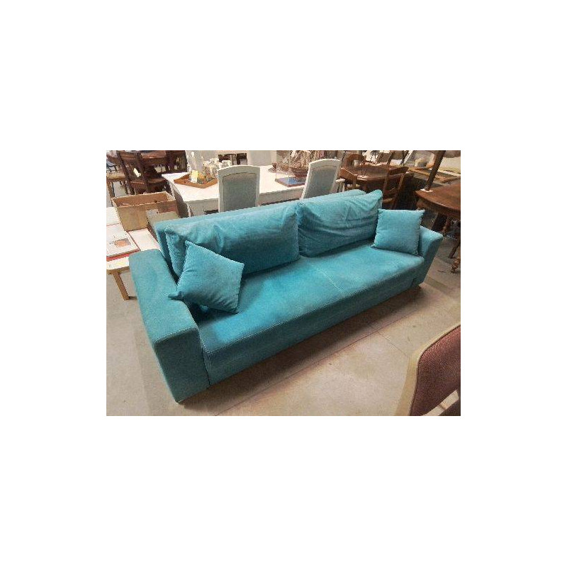 CANAPE TURQUOISE CONVERTIBLE EN L ETAT