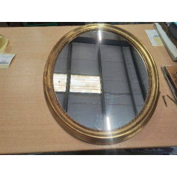 MIROIR OVAL CADRE RESINE DORÉ 