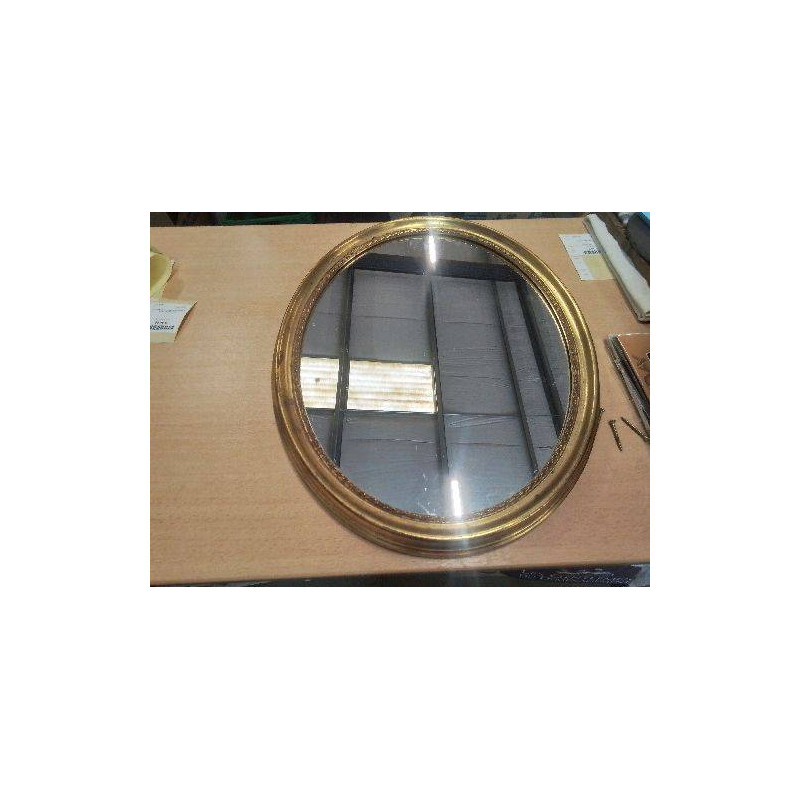 MIROIR OVAL CADRE RESINE DORÉ 