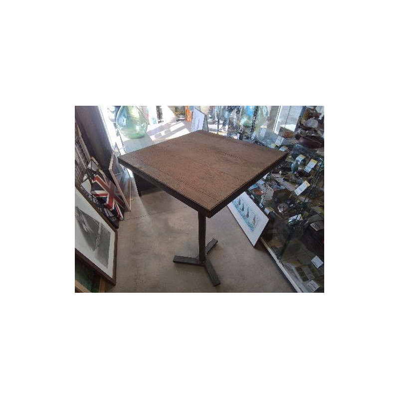 GUERIDON MANGE DEBOUT CHENE MASSIF METAL 70 X 70