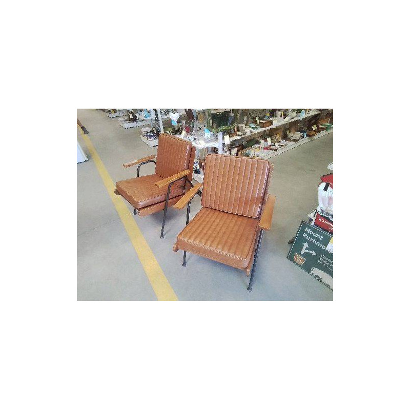 FAUTEUIL STYLE VINTAGE PU MARRON 