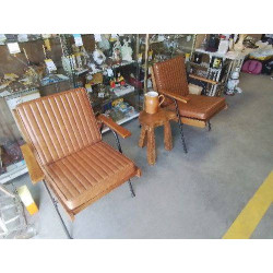 FAUTEUIL STYLE VINTAGE PU MARRON 