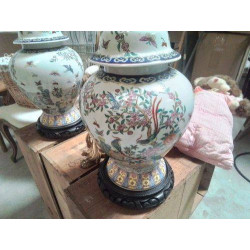 POTICHE CHINOISE OISEAUX FLEURI PAPILLONS