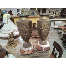 PAIRE VASES ART DECO S MARBRE 