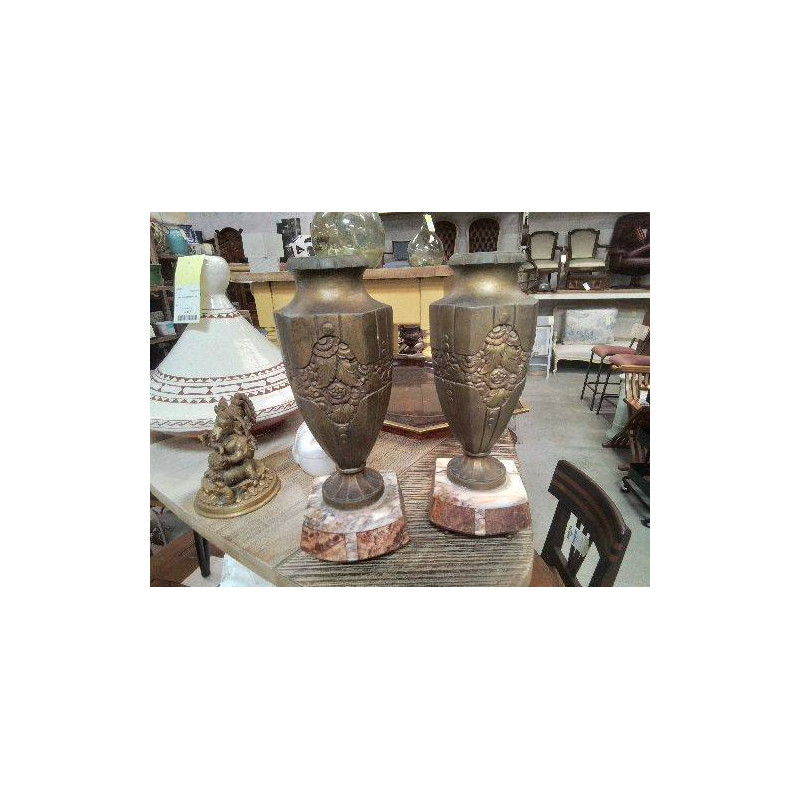 PAIRE VASES ART DECO S MARBRE 