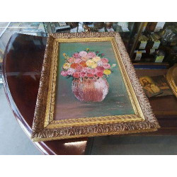 TABLEAU TOUR DORÉ VASE BOUQUET