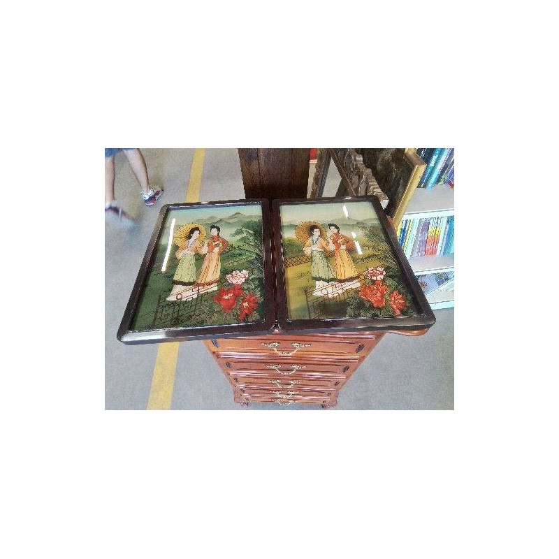 TABLEAU CHINOISES PEINTURE SUR VERRE