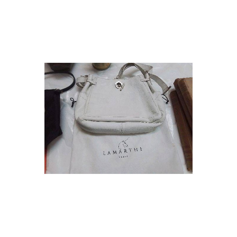 SAC CUIR BLANC LAMARTHE + HOUSSE BB