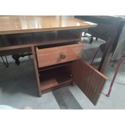BUREAU VINTAGE PLAQUAGE TECK PLATEAU REGLABLE EN HAUTEUR