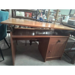 BUREAU VINTAGE PLAQUAGE TECK PLATEAU REGLABLE EN HAUTEUR