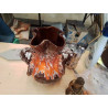 VASE VALLAURIS ORANGE MARRON 2 ANSES