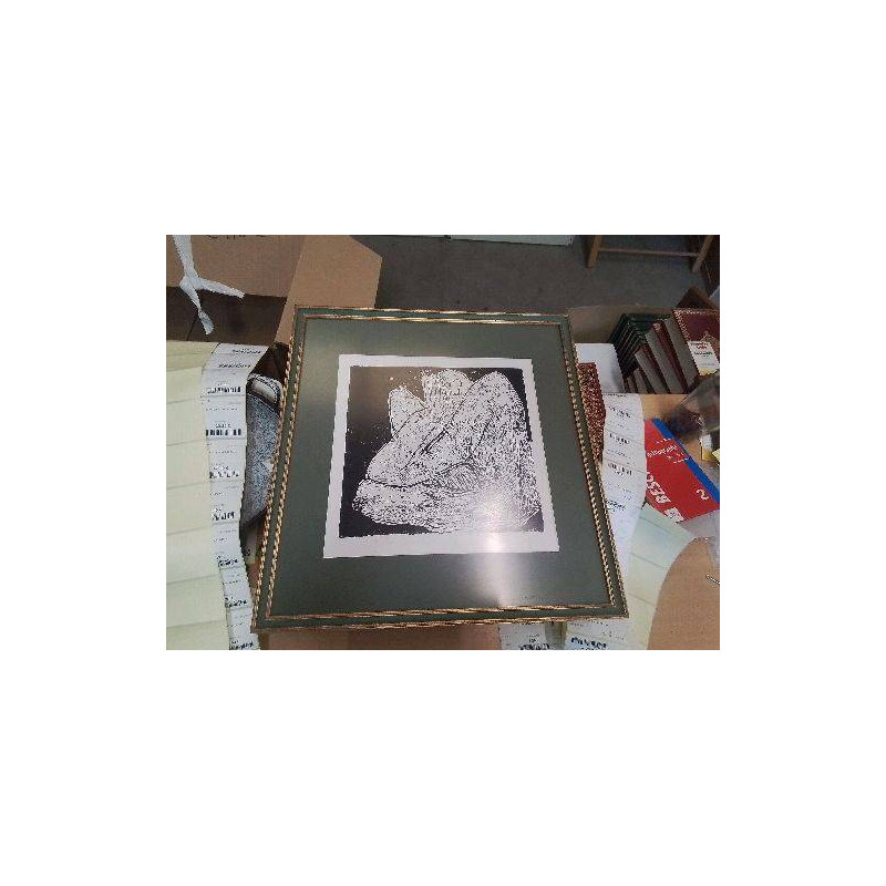 LITHO NOIR ET BLC CADRE VERT DORÉ 