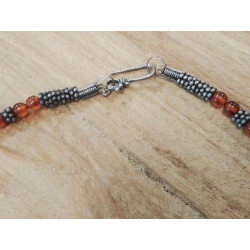 COLLIER RAS DE COU PIERRES PENDENTIFS ARGENT