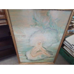 TABLEAU HUILE  FEMME PERLE...