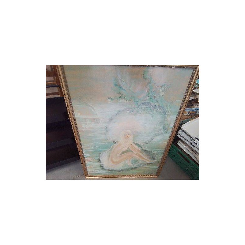 TABLEAU HUILE  FEMME PERLE HUITRE GEN