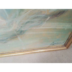 TABLEAU HUILE  FEMME PERLE HUITRE GEN
