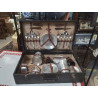 VALISE PIQUE NIQUE VINTAGE ACCESSOIRES EN ALU POUR 4 PERSONNES