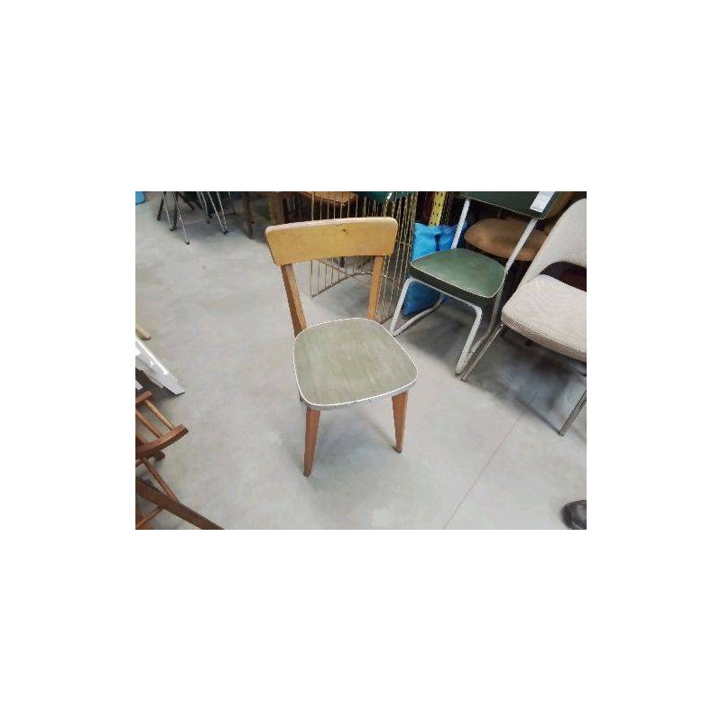 CHAISE ANCIENNE BOIS ASSISE CERCLEE  METAL