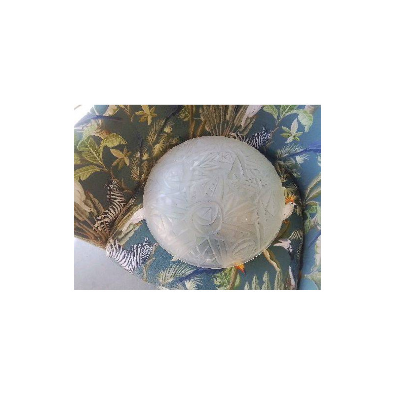 PLAFONNIER VERRE PRESSÉ ART DECO
